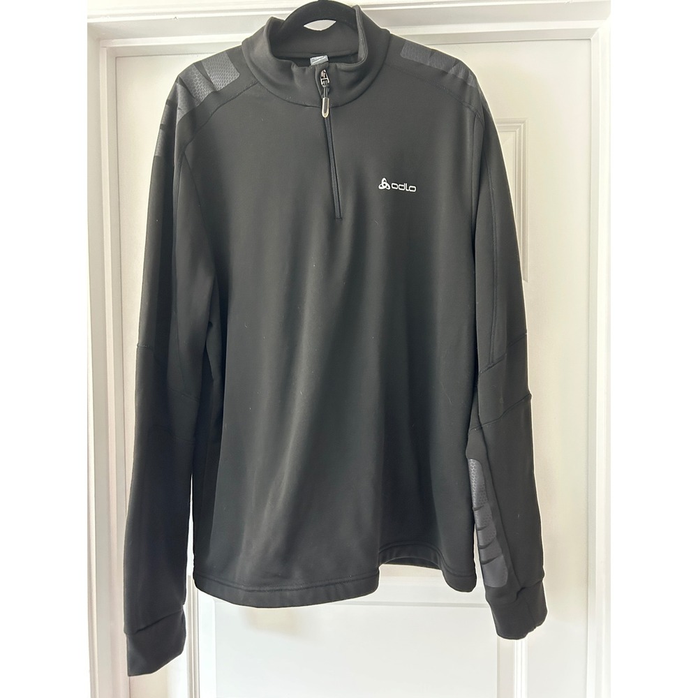 Odlo Mens‎ XXL Black Quarter Zip Fleece Lined Performance Pullover